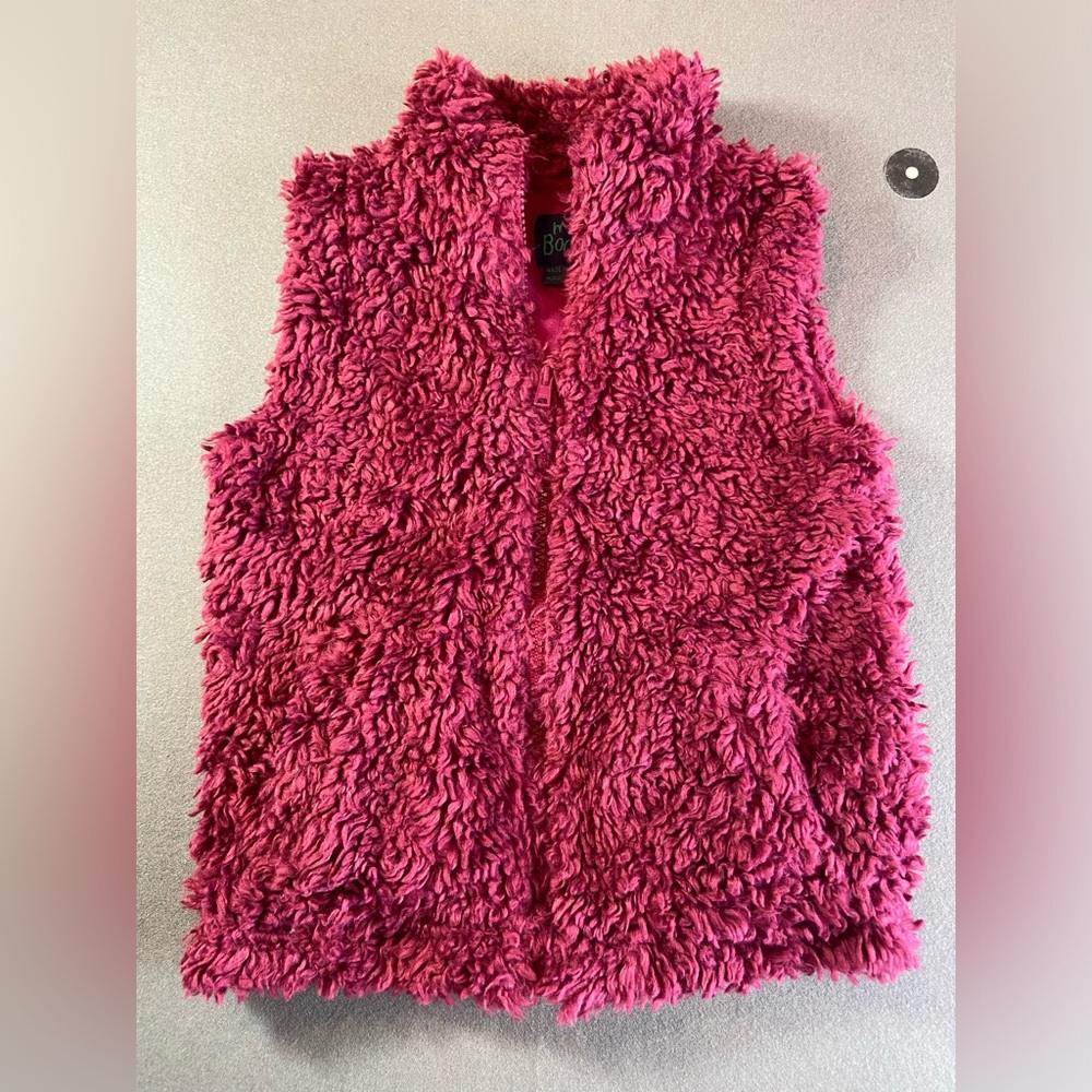 Mini Boden Shaggy Vest Cranberry Color size 5-6 Y